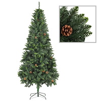 vidaXL Plastgran med kottar grön 210 cm