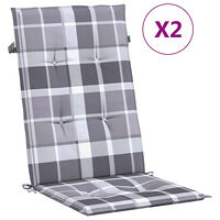 vidaXL Stolsdynor 2 st grårutig 120x50x3 cm tyg