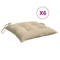 vidaXL Stolsdynor 6 st beige 40x40x7 cm oxfordtyg