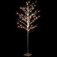 vidaXL Björkträd med LED varmvit 128 LEDs 220 cm