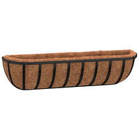 vidaXL Blomlådor 2 st med kokosfibrer svart 76x21x16 cm stål