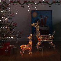 vidaXL Juldekoration renfamilj akryl 160 LED flerfärgad