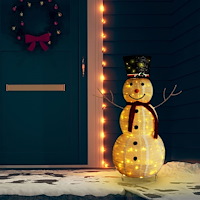 vidaXL Dekorativ snögubbe med LED lyxigt tyg 120 cm