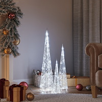 vidaXL Ljuskoner set akryl kall vit 30/45/60 cm