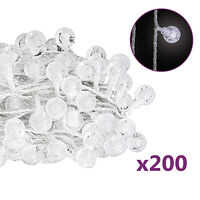 vidaXL Ljusslinga 20 m kulor 200 lysdioder kallvit 8 funktioner