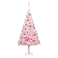 vidaXL Belyst plastgran med kulor rosa 240 cm PVC