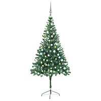 vidaXL Belyst plastgran med kulor 180 cm 564 grenar
