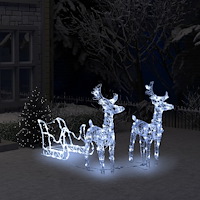 vidaXL Juldekoration ren & släde 160 LED 130 cm akryl
