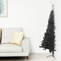 vidaXL Halv plastgran med stativ svart 180 cm PVC