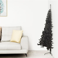 vidaXL Halv plastgran med stativ svart 210 cm PVC