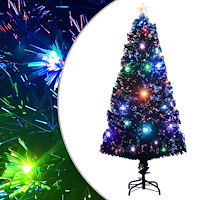 vidaXL Förbelyst julgran med fot och LED 120 cm fiberoptik