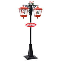 vidaXL Lyktstolpe med jultomte svart och röd 81x40x188 cm PVC