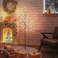 vidaXL Körsbärsträd med LED varmvit 84 lysdioder 120 cm