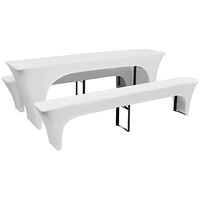 vidaXL 3 Möbelöverdrag för ölbord och bänkar stretch Vit 220 x 70 x 80 cm