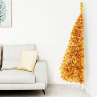 vidaXL Halv plastgran med fot guld 120 cm PET