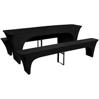 vidaXL 3 Möbelöverdrag för ölbord och bänkar stretch Svart 220 x 50 x 80 cm