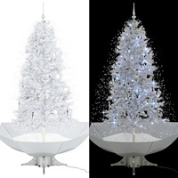 vidaXL Julgran med snö och paraplybas vit 190 cm