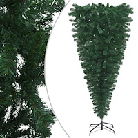 vidaXL Uppochnedvänd plastgran med stativ grön 150 cm