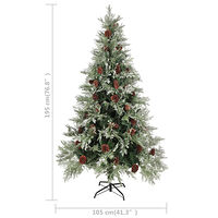 vidaXL Plastgran och kottar grön och vit 195 cm PVC&PE