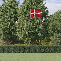 vidaXL Danmarks flagga med flaggstång 5,55 m aluminium
