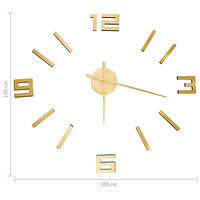 vidaXL Väggklocka 3D modern design guld 100 cm XXL