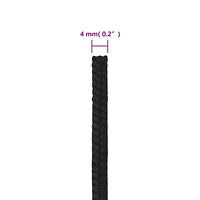 vidaXL Båtlina helsvart 4 mm 25 m polypropen