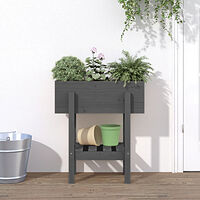 vidaXL Odlingslåda 62x30x69 cm grå massiv furu