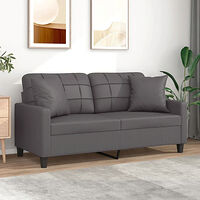 vidaXL 2-sits soffa med prydnadskuddar grå 140 cm konstläder