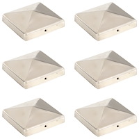 vidaXL Stolphattar pyramid 6 st rostfritt stål 101x101 mm