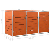 vidaXL Skjul till tre sopkärl 207x77,5x112,5 cm rostfritt stål