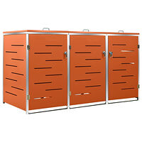 vidaXL Skjul till tre sopkärl 207x77,5x112,5 cm rostfritt stål