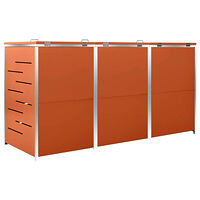 vidaXL Skjul till tre sopkärl 207x77,5x112,5 cm rostfritt stål