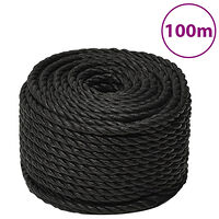 vidaXL Rep svart 16 mm 100 m polypropen
