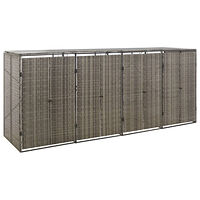 vidaXL Skjul för fyra soptunnor grå 274x80x117 cm konstrotting