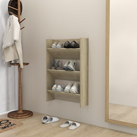 vidaXL Väggmonterat skoställ sonoma-ek 60x18x90 cm konstruerat trä
