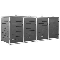 vidaXL Skjul till fyra sopkärl 276,5x77,5x112,5 cm rostfritt stål
