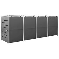 vidaXL Skjul till fyra sopkärl 276,5x77,5x112,5 cm rostfritt stål