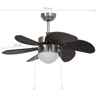 vidaXL Takfläkt med lampa 76 cm mörkbrun