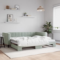 vidaXL Dagbädd utdragbar ljusgrå 90x190 cm sammet