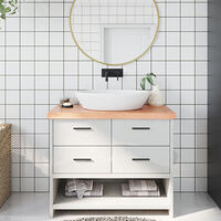 vidaXL Bänkskiva badrum ljusbrun 100x40x(2-6) cm behandlat massivt trä