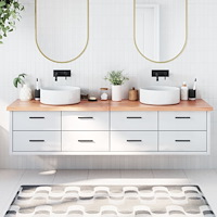 vidaXL Bänkskiva badrum ljusbrun 200x50x(2-4) cm behandlat massivt trä