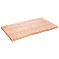 vidaXL Bänkskiva badrum ljusbrun 100x60x(2-4) cm behandlat massivt trä