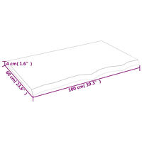 vidaXL Bänkskiva badrum ljusbrun 100x60x(2-4) cm behandlat massivt trä