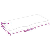 vidaXL Bänkskiva för badrum 100x50x(2-6) cm obehandlat massivt trä