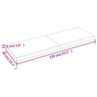 vidaXL Bänkskiva badrum ljusbrun 120x40x(2-4) cm behandlat massivt trä
