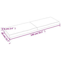 vidaXL Bordsskiva mörkbrun 140x40x(2-6) cm behandlad massiv ek