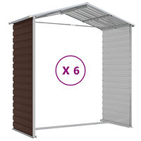 vidaXL Trädgårdsskjul brun 191x555x198 cm galvaniserat stål
