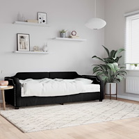 vidaXL Dagbädd med madrass svart 100x200 cm tyg
