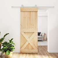 vidaXL Skjutdörr med beslag 80x210 cm massiv furu