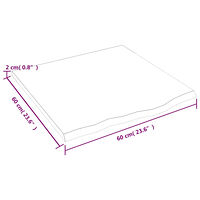 vidaXL Bänkskiva för badrum 60x60x2 cm obehandlat massivt trä